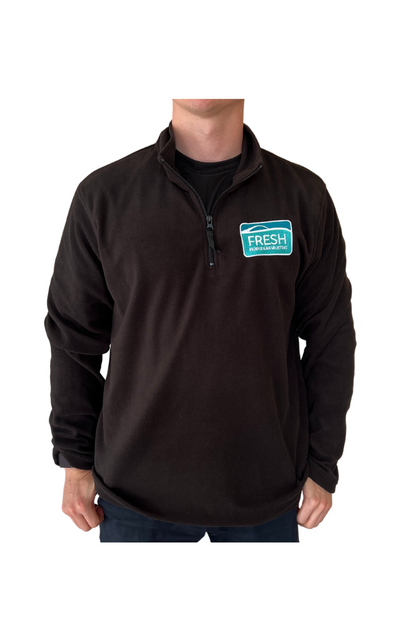 Zip Neck Fleece (Black) - Branded